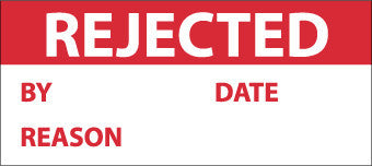 NMC INL8-INSPECTION LABEL, REJECTED, RED/WHT, 1X2 1/4, PS VINYL (27 LABELS) (PAK OF 3)