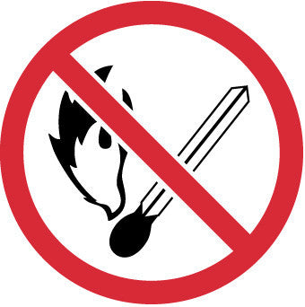 NMC ISO220AP-LABEL, GRAPHIC FOR NO FIRE OR OPEN FLAME, 2IN DIA, PS VINYL (PAK OF 10)