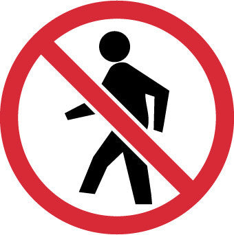 NMC ISO432AP-LABEL, GRAPHIC FOR NO PEDESTRIANS, 4IN DIA, PS VINYL (PAK OF 5)