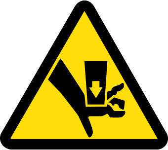 NMC ISO444AP-LABEL, GRAPHIC FOR CRUSH HAZARD, 4IN DIA, PS VINYL (PAK OF 5)
