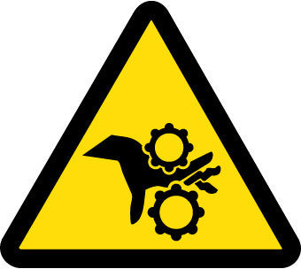 NMC ISO448AP-LABEL, GRAPHIC FOR GEAR ENTANGLEMENT HAZARD, 4IN DIA, PS VINYL (PAK OF 5)