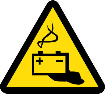NMC ISO454AP-LABEL, GRAPHIC FOR BATTERY HAZARD, 4IN DIA, PS VINYL (PAK OF 5)
