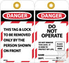 NMC JMTAG2-TAGS, DANGER DO NOT OPERATE, 7 3/8X4, HVY PAPER SELF LAMINATING (PAK OF 10)