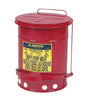 Justrite 09100  6 Gallon Red Galvanized Steel Oily Waste Can With Foot Lever Opening Device (1/EA)