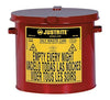 Justrite 09200  2 Gallon Red Galvanized Steel Countertop Oily Waste Can With Hand Operated Opening Device (1/EA)