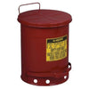 Justrite 09300  10 Gallon Red Galvanized Steel Oily Waste Can With Foot Lever Opening Device (1/EA)