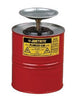 Justrite 10308  1 Gallon Red Galvanized Steel Safety Plunger Can With 5'' Dasher Plate And Brass/Ryton Plunger Assembly (For Flammables) (1/EA)
