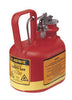 Justrite 14065  1/2 Gallon Red Polyethylene Type I Non-Metallic Oval Safety Can With Stainless Steel Hardware (For Flammables) (1/EA)