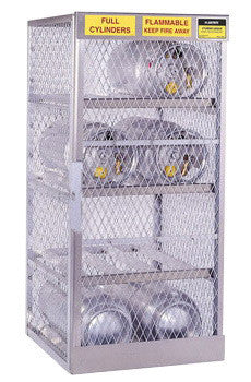 Justrite 23003  30'' X 65'' X 32'' Aluminum Horizontal 8 Cylinder Storage Locker With (1) Manual Close Door And (3) Shelves (For Flammables) (1/EA)