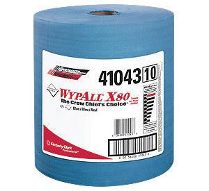 Kimberly-Clark 41043 12 1/2" X 13.4" Blue WYPALL X80 SHOPPRO Jumbo Roll Shop Towels (475 Per Roll)  (1/RL)