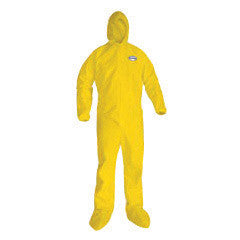 Kimberly-Clark 00685 Professional 2X Yellow KleenGuard 1.5 mil Polpropylene Polyethylene A70 Level B/C Chemical Protection Coveralls With Hood, Boots And Elastic Wrists  (1/EA)