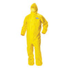 Kimberly-Clark 09813 Professional Large Yellow KleenGuard 1.5 mil Polpropylene Polyethylene A70 Level B/C Chemical Protection Coveralls With Hood, Ankles And Elastic Wrists  (1/EA)