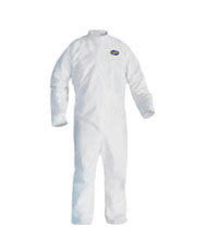 Kimberly-Clark 46113 Professional Large White KLEENGUARD A30 MICROFORCE SMS Fabric Disposable Breathable Splash And Particle Protection Coveralls With Storm Flap Over Front Zipper Closure, Elastic Across the Back (25 Per Case)  (1/EA)