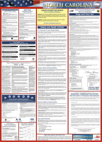 NMC LLP-NC-LABOR LAW POSTER, NORTH CAROLINA, 39X27 (1 EACH)