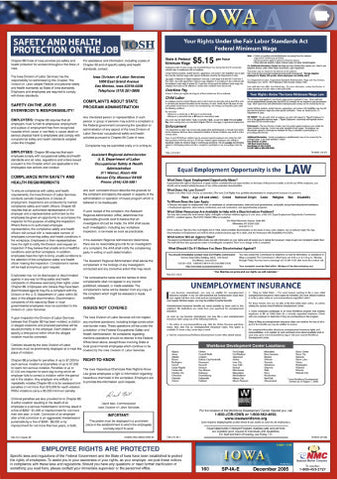 NMC LLPS-IA-LABOR LAW POSTER,  IOWA, (SPANISH) 39 X 27 (1 EACH)