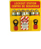 NMC LOB1YBI-LOCKOUT CENTER, BILINGUAL, RED/YELLOW, BACKBOARD WITH HOOKS AND SUPPLIES, 14X14 (1 EACH)