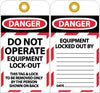 NMC LOTAG11-25-TAGS, LOCKOUT, DO NOT OPERATE EQUIPMENT LOCKED OUT, 6X3, UNRIP VINYL (PAK OF 25)