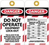 NMC LOTAG12-TAGS, LOCKOUT, DANGER DO NOT OPERATE EQUIPMENT LOCK-OUT. . ., 6X3, UNRIP VINYL (PAK OF 10)