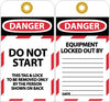 NMC LOTAG14-25-TAGS, LOCKOUT, DO NOT START, 6X3, UNRIP VINYL (PAK OF 25)