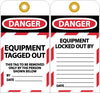 NMC LOTAG20-TAGS, LOCKOUT, DANGER EQUIPMENT TAGGED OUT . . ., 6X3, UNRIP VINYL (PAK OF 10)