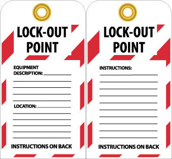 NMC LOTAG21-TAGS, LOCKOUT, LOCKOUT POINT. . ., 6X3, UNRIP VINYL (PAK OF 10)