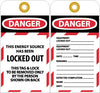 NMC LOTAG24-25-TAGS, LOCKOUT, THIS ENERGY SOURCE HAS BEEN LOCKED OUT, 6X3, UNRIP VINYL (PAK OF 25)