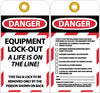 NMC LOTAG27-TAGS, LOCKOUT, DANGER EQUIPMENT LOCK-OUT. . ., 6X3, UNRIP VINYL (PAK OF 10)