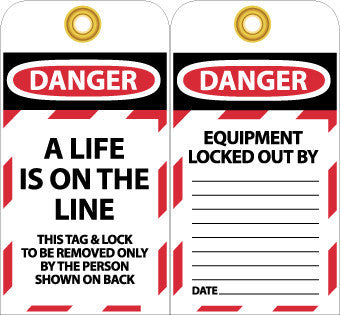 NMC LOTAG30-TAGS, A LIFE IS ON THE LINE, 6 X 3/4, UNRIPPABLE VINYL (PAK OF 10)