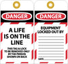 NMC LOTAG30-TAGS, A LIFE IS ON THE LINE, 6 X 3/4, UNRIPPABLE VINYL (PAK OF 10)