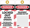 NMC LOTAG34-TAGS, LOCKOUT, DANGER, LOCKED OUT DO NOT OPERATE, 6X3, UNRIP VINYL, 10 PK (PAK OF 10)