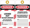 NMC LOTAG38-25-TAG, DANGER, LOCKED OUT,DO NOT OPERATE, 6X3, UNRIP VINYL (PAK OF 25)