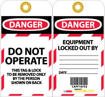 NMC LR300-RFID TAG, DANGER, DO NOT OPERATE, 6X3, UNRIP VINYL, W/GROMMET (PAK OF 10)