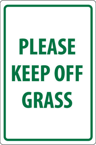 NMC M105G-PLEASE KEEP OFF GRASS, GREEN ON WHITE, 18X12, .040 ALUM (1 EACH)