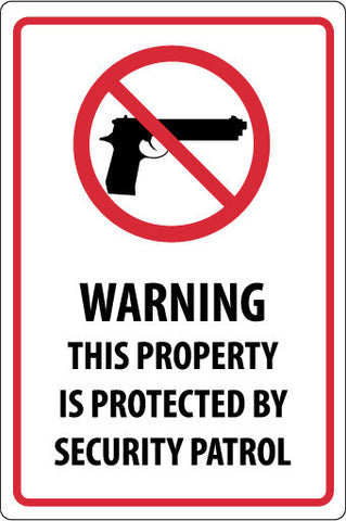 NMC M119G-WARNING THIS PROPERTY IS PROTECTED BY SECURITY PATROL, GRAPHIC, 18X12, .040 ALUM (1 EACH)