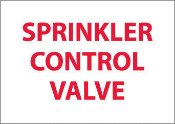 NMC M122PB-FIRE, SPRINKLER CONTROL VALUE, 10X14, PS VINYL (1 EACH)