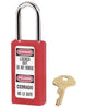 Master Lock 411RED Red 1 1/2" X 3" Zenex Thermoplastic Bilingual Lightweight Safety Lockout Padlock With 1 1/2" Shackle (6 Locks Per Set, Keyed Differently)  (1/EA)