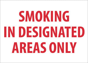 NMC M248RB-SMOKING IN DESIGNATED AREA ONLY, 10X14, RIGID PLASTIC (1 EACH)