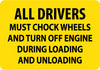 NMC M372AB-ALL DRIVERS MUST CHOCK WHEELS AND TURN OFF. . ., 10X14, .040 ALUM (1 EACH)