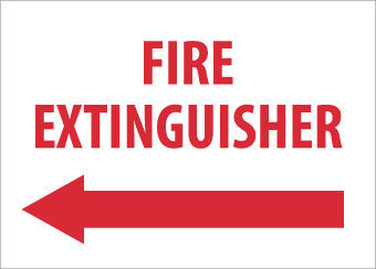 NMC M419RB-FIRE EXTINGUISHER (WITH LEFT ARROW), 10X14, RIGID PLASTIC (1 EACH)