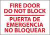 NMC M436PC-FIRE DOOR DO NOT BLOCK PUERTA DE EMERGENCIA ...(BILINGUAL), 14X20, PS VINYL (1 EACH)