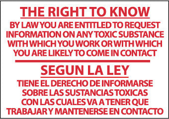 NMC M445RB-THE RIGHT TO KNOW.. SEGUN LA LEY. . . (BILINGUAL), 10X14, RIGID PLASTIC (1 EACH)
