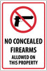 NMC M451P-NO CONCEALED FIREARMS ALLOWED ON THIS PROPERTY, 18X12, PS VINYL (1 EACH)