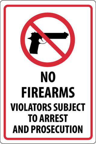 NMC M453G-NO FIREARMS VIOLATORS SUBJECT TO ARREST.., 18X12, .040 ALUM (1 EACH)