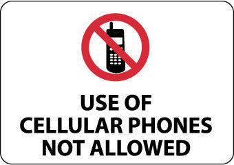 NMC M455AC-USE OF CELLULAR PHONES NOT ALLOWED, 14X20, .040 ALUM (1 EACH)