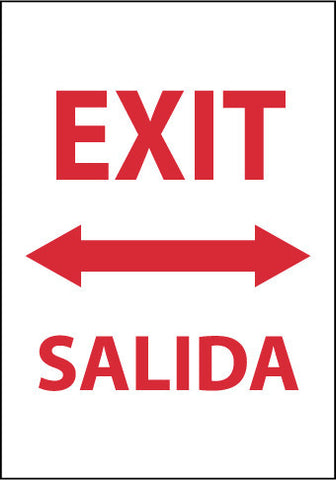 NMC M696RC-EXIT DOUBLE ARROW BILINGUAL, 20X14, RIGID PLASTIC (1 EACH)