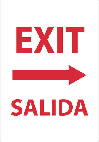 NMC M698RC-EXIT RIGHT ARROW BILINGUAL, 20X14, RIGID PLASTIC (1 EACH)