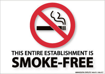NMC M717RB-(GRAPHIC) THIS ENTIRE ESTABLISHMENT IS SMOKE-FREE MINNESOTA STATUE 144.411-144.417 10X14, RIGID PLASTIC (1 EACH)