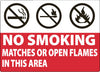 NMC M722RB-(GRAPHICS) NO SMOKING MATCHES OR OPEN FLAMES IN THIS AREA, 10X14, RIGID PLASTIC (1 EACH)