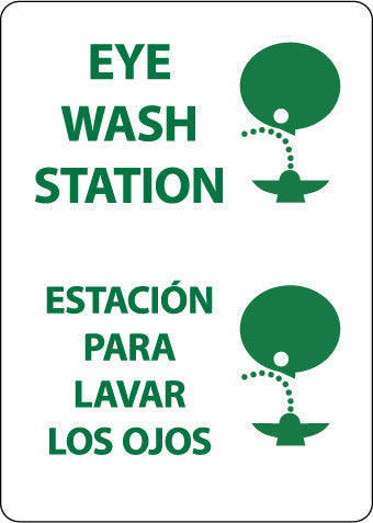 NMC M736PB-EYE WASH STATION (GRAPHIC), BILINGUAL, 14X10, PS VINYL (1 EACH)