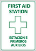 NMC M737PB-FIRST AID STATION (GRAPHIC), BILINGUAL, 14X10, PS VINYL (1 EACH)